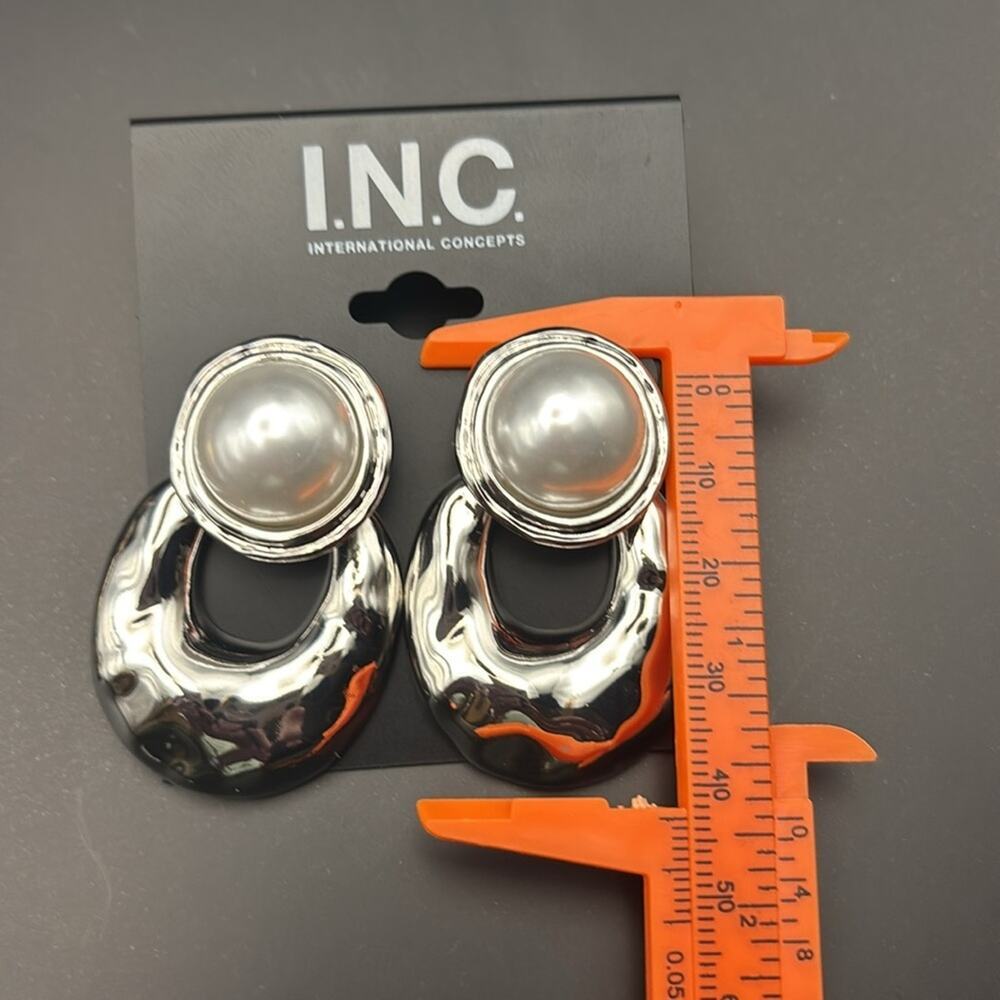 I.N.C. Earrings Bundle Lot of 2 Pairs Gold Tone Dangle + Pearl Statement New - Picture 4 of 5